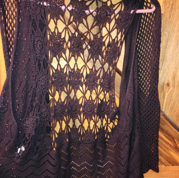 One world Black crocheted sweater vest 3X - Picture 6 of 8